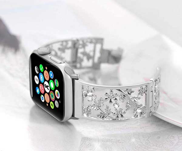 Metāla siksnas ziedu josla Apple Watch