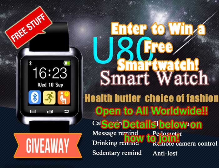 U80 Smartwatch International Giveaway! Ienāk, lai uzvarētu!