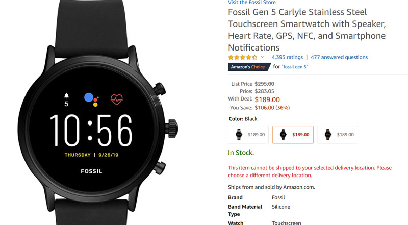 Fossil-Gen-5-Carlyle-HR-nerūsējošais tērauds