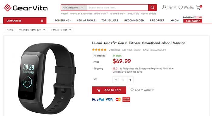 Huami Amazfit Cor2 Fitness Smartband globālā versija - kupona kods