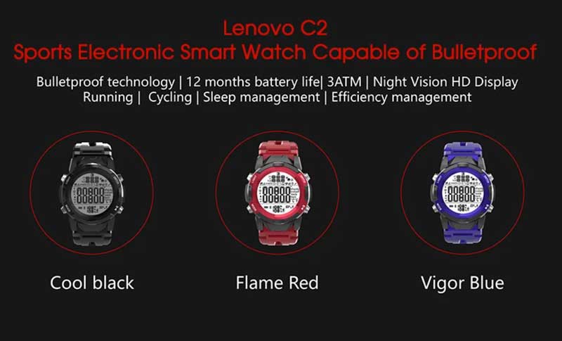 Lenovo C2 viedpulkstenis - āra viedpulkstenis ar FSTN displeju