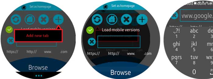 WebBrowser lietotne Samsung viedpulksteņiem