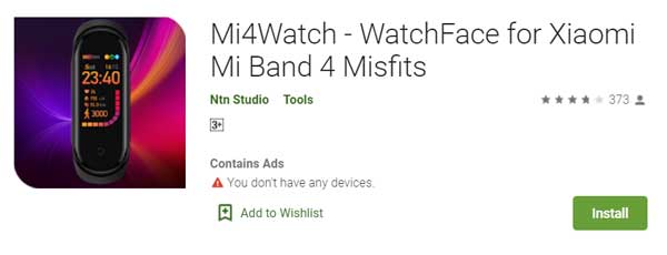 Mi4Watch - WatchFace priekš Xiaomi Mi Band 4 MisFits, ko izstrādājusi Ntn Studio
