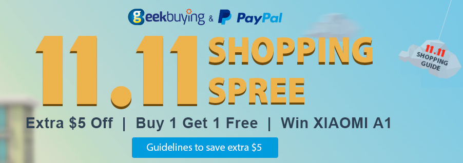 Pievienojies Singles Day 11.11 vietnē Geekbuying.com - un laimē Xiaomi A1 viedtālruni